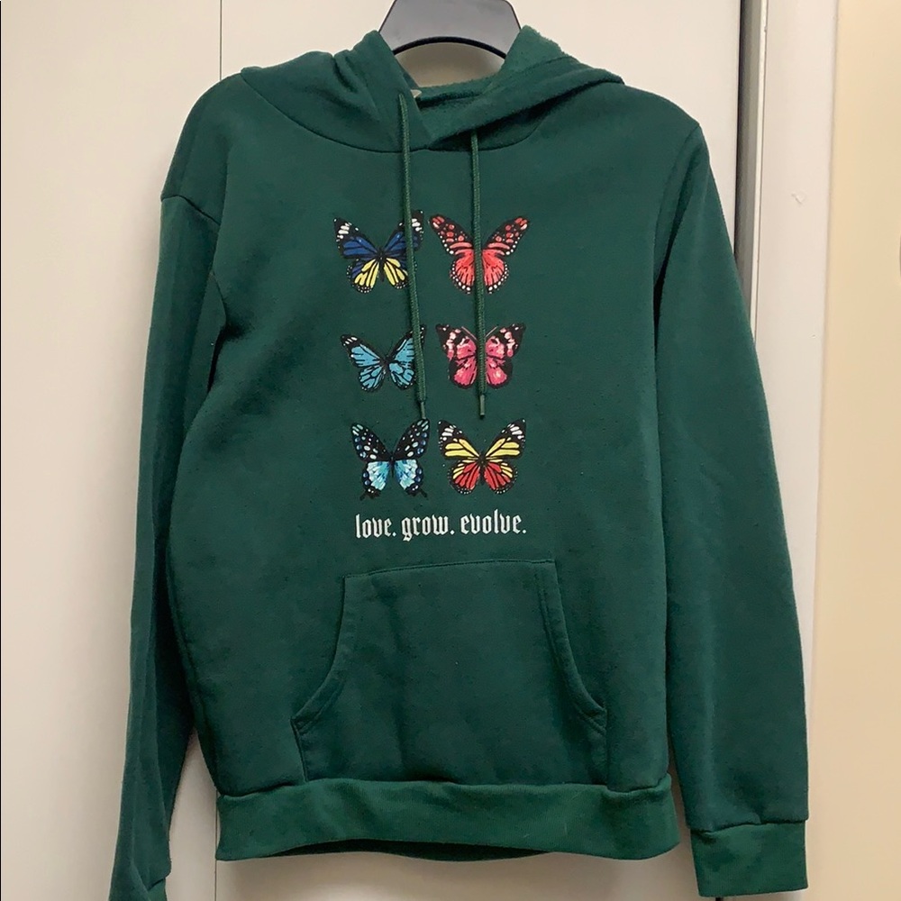 Green Butterfly Print Women's Hoodie